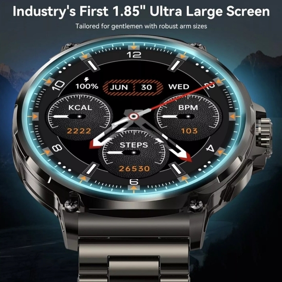 AMAZTIM Smart Watch for Men,1.85" HD Oversized Screen,100 Days Extra-Long - Picture 2 of 6